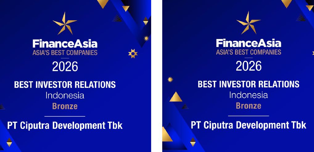 PT Ciputra Development Tbk Won “Gold Medal for Most Committed to ESG” and “Bronze Medal for Best Investor Relations”
